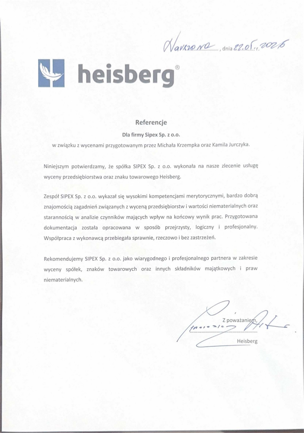 List referencyjny: Heisberg