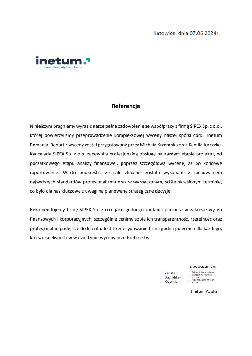 List referencyjny: Inetum Polska