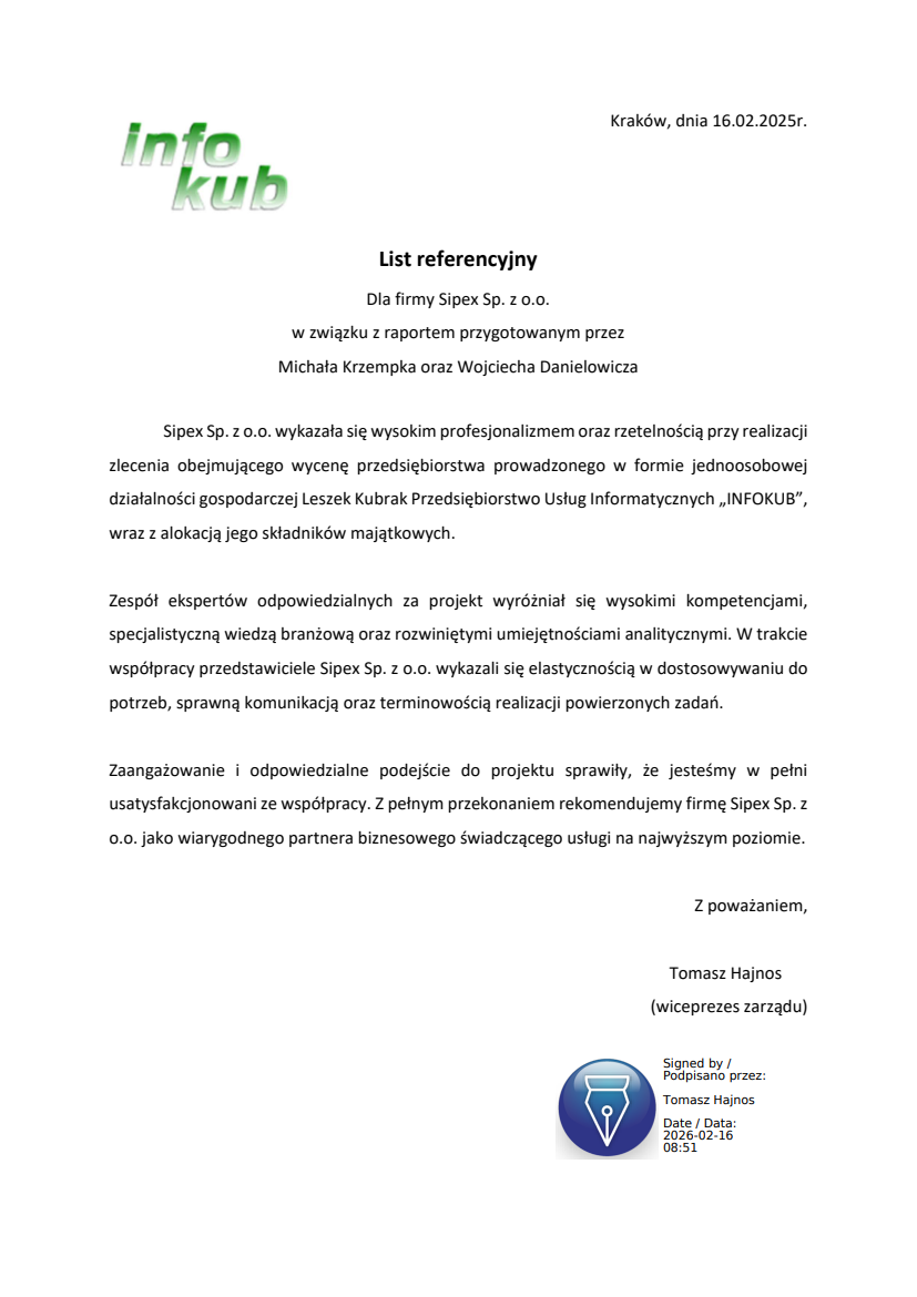 List referencyjny: INFOKUB