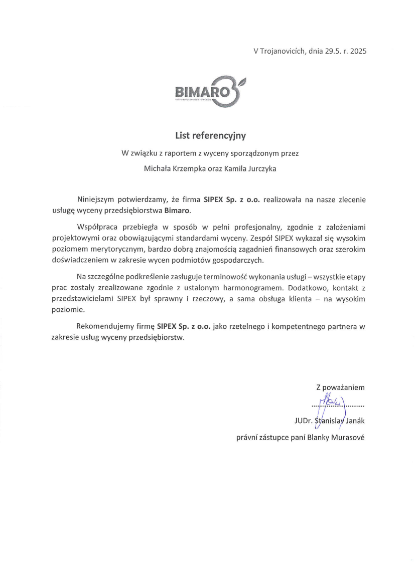 List referencyjny: JUDr. Stanislav Janák