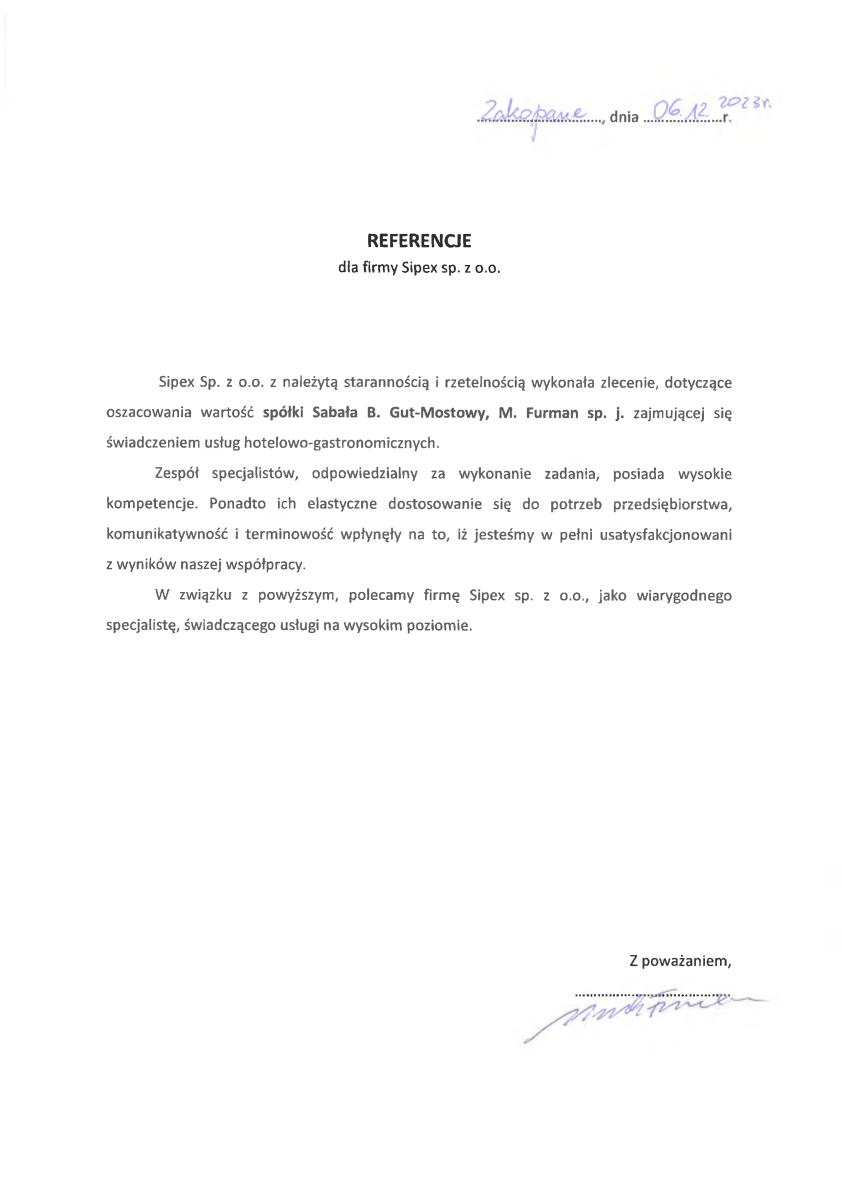 List referencyjny: Sabała