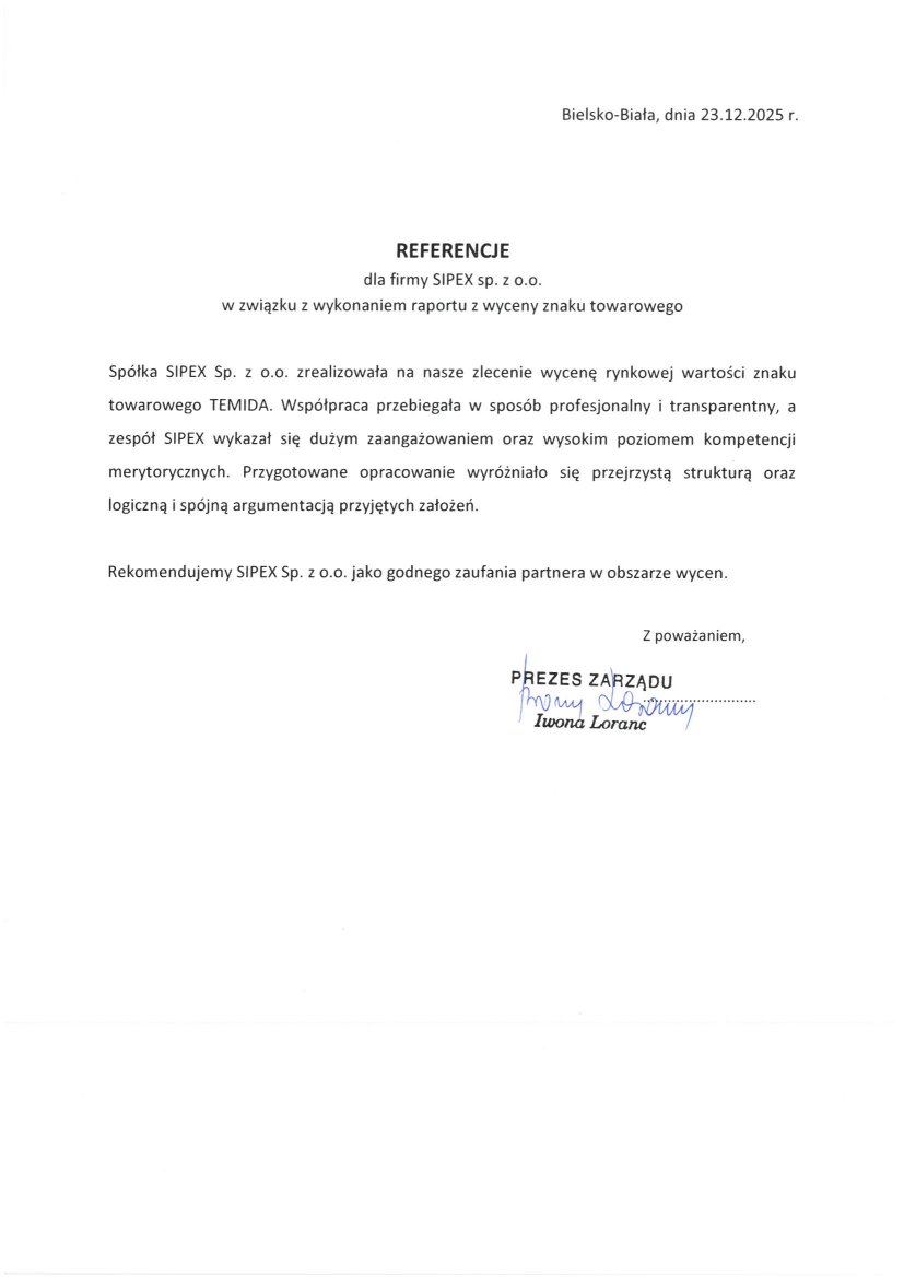 List referencyjny: TEMIDA KSIĘGOWI sp. z o.o.